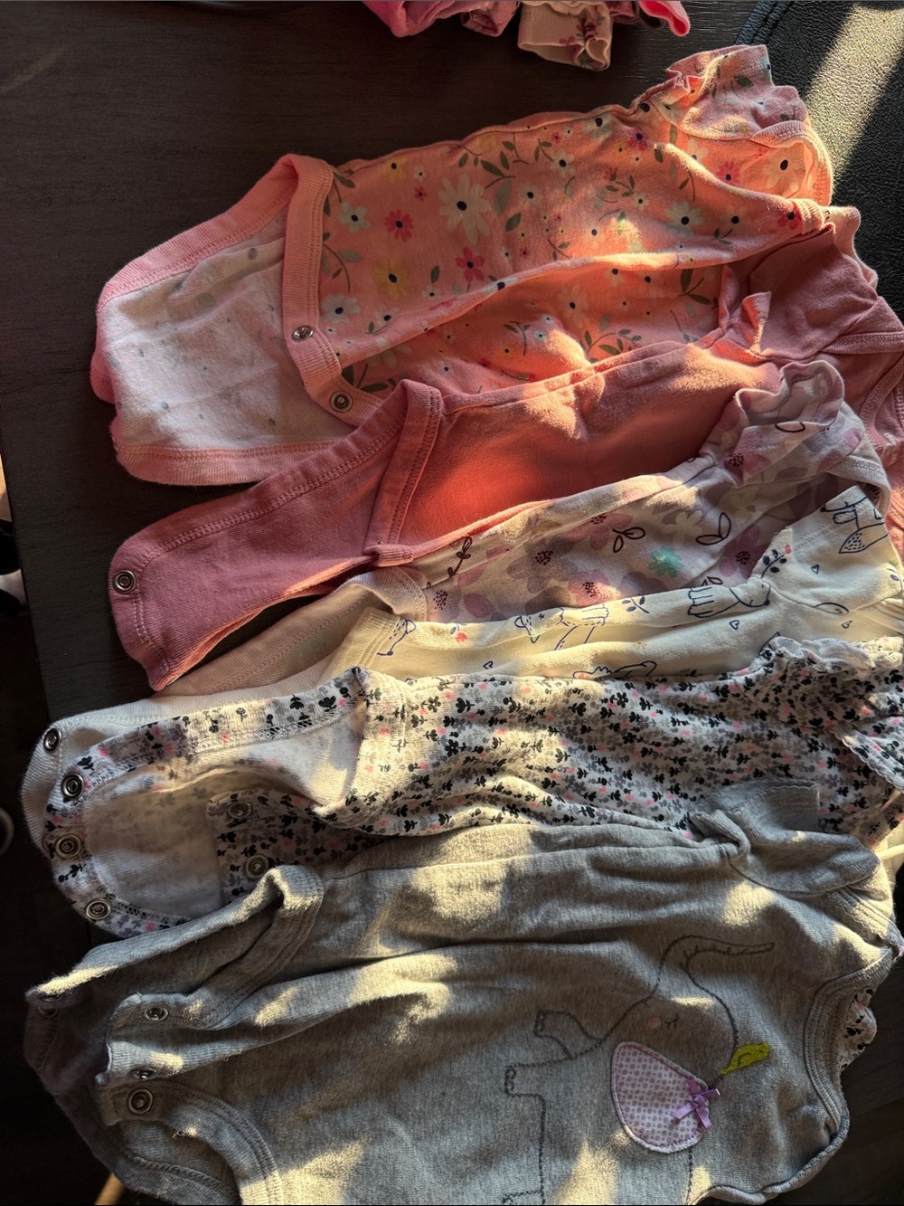Gerber Pink and Gray Floral & Animal Print Baby One-Piece Mix